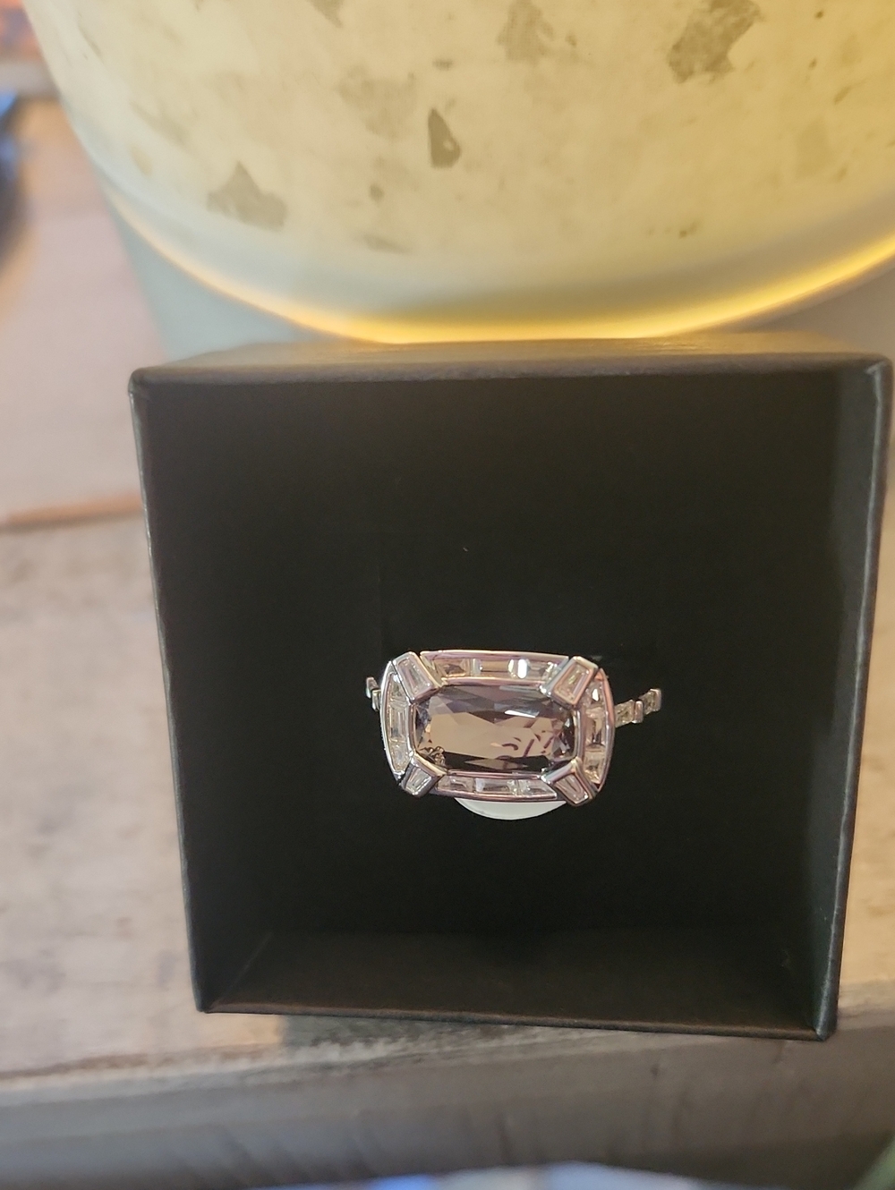 bp Silver-Tone Ring with Lab-Created Tourmaline Green Spinel Center Stone